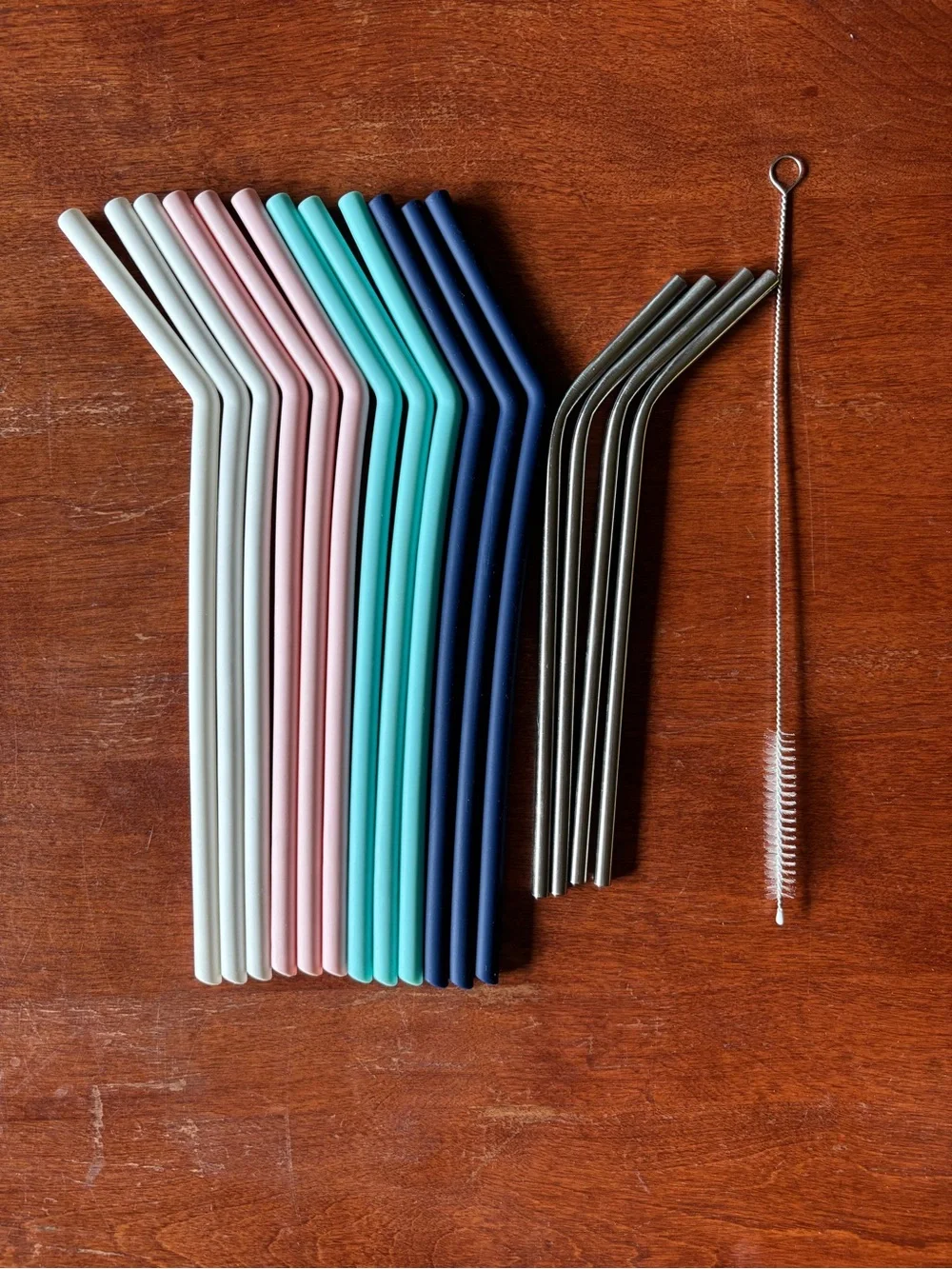 2/$20 Reusable Straws: Silicone and Stainless Steel w Straw Cleaning Brush
